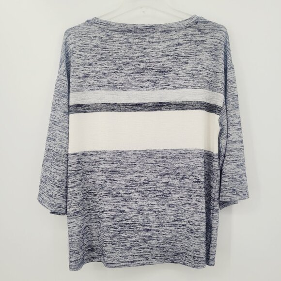 GAP Front Tie Blue White Striped Heathered Top - Picture 2 of 8